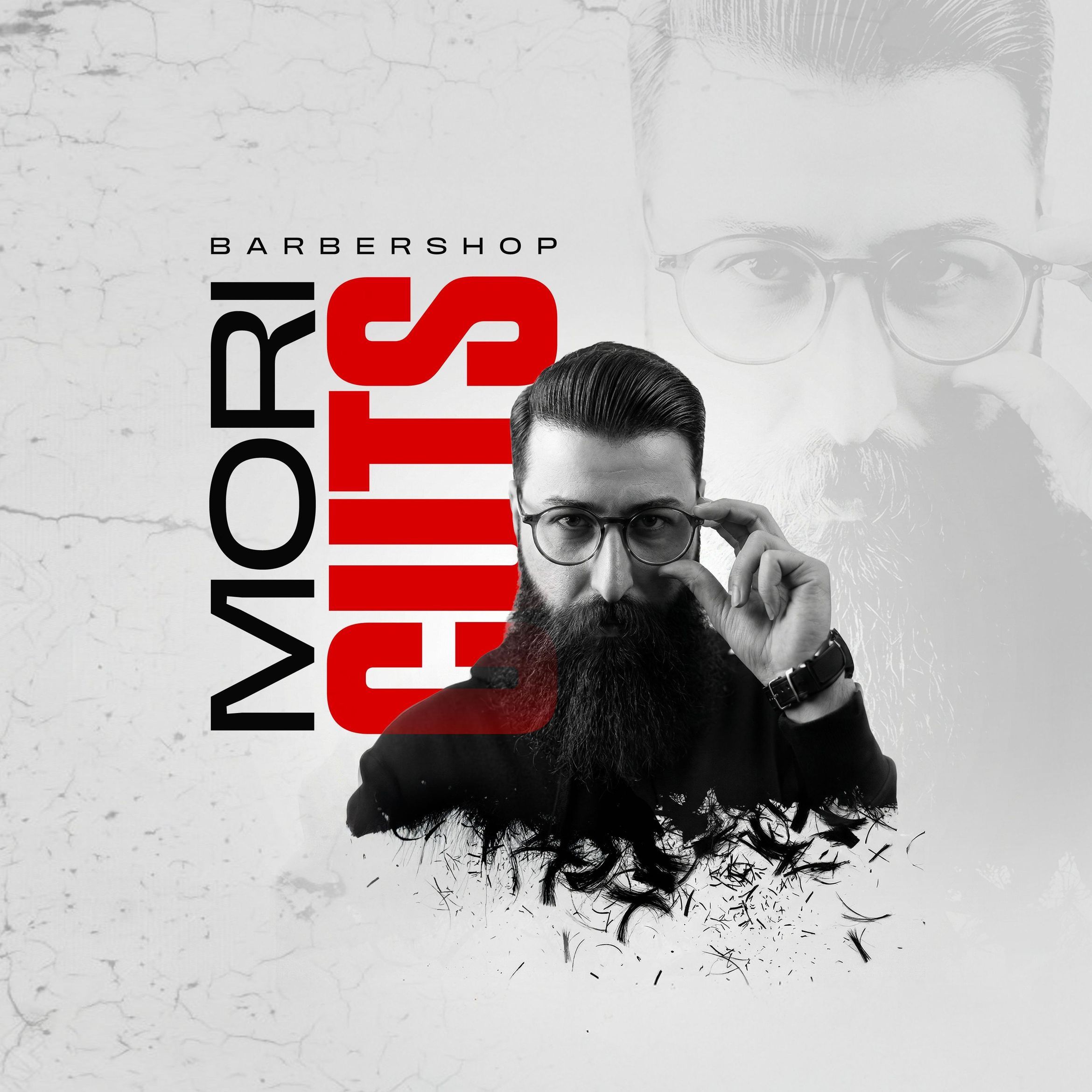 Mori Cuts barbershop brand artwork